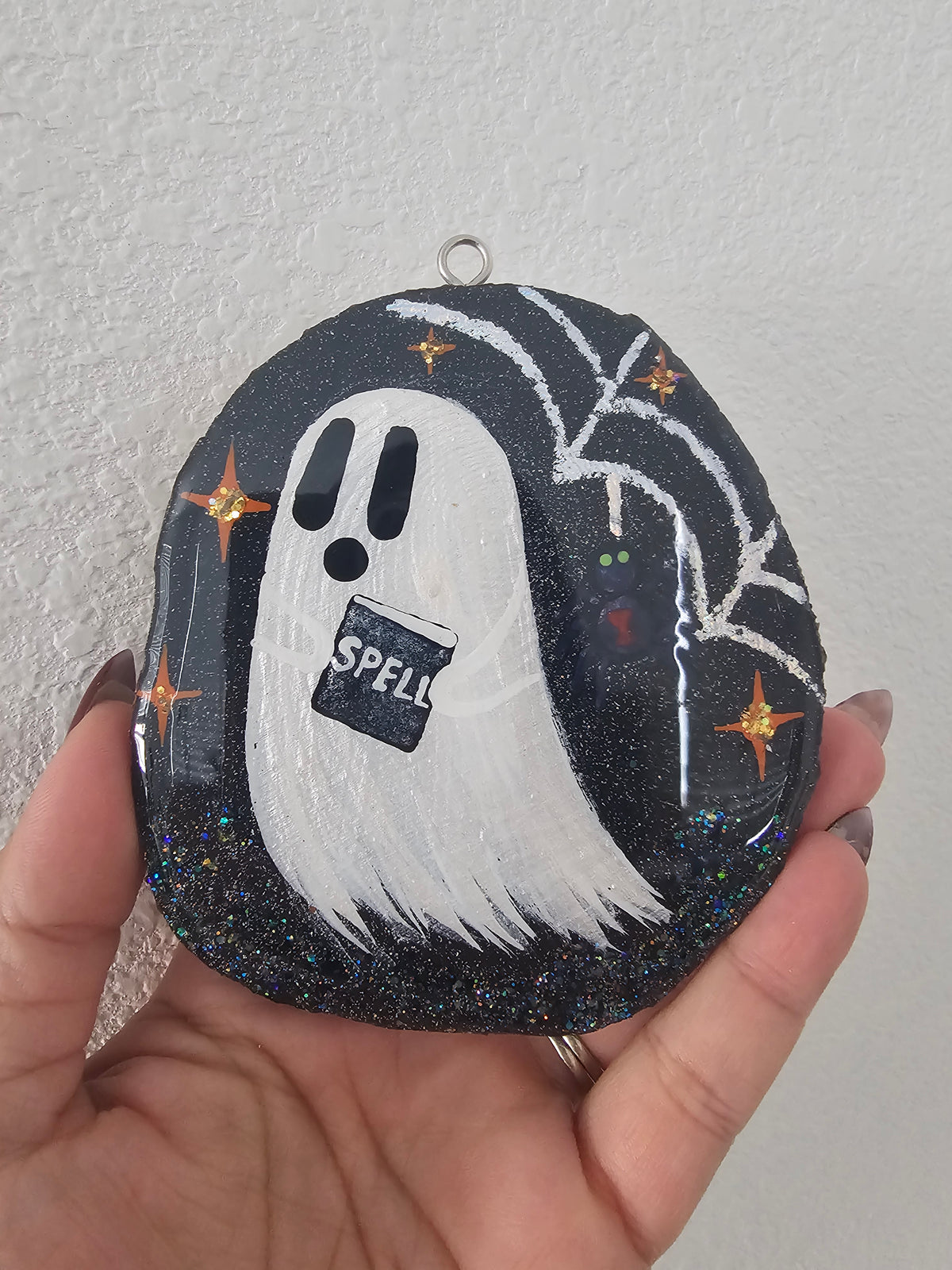 Ghost Buddy Spooky Spellbound Resin Ghost Ornament – Spooked by Spider