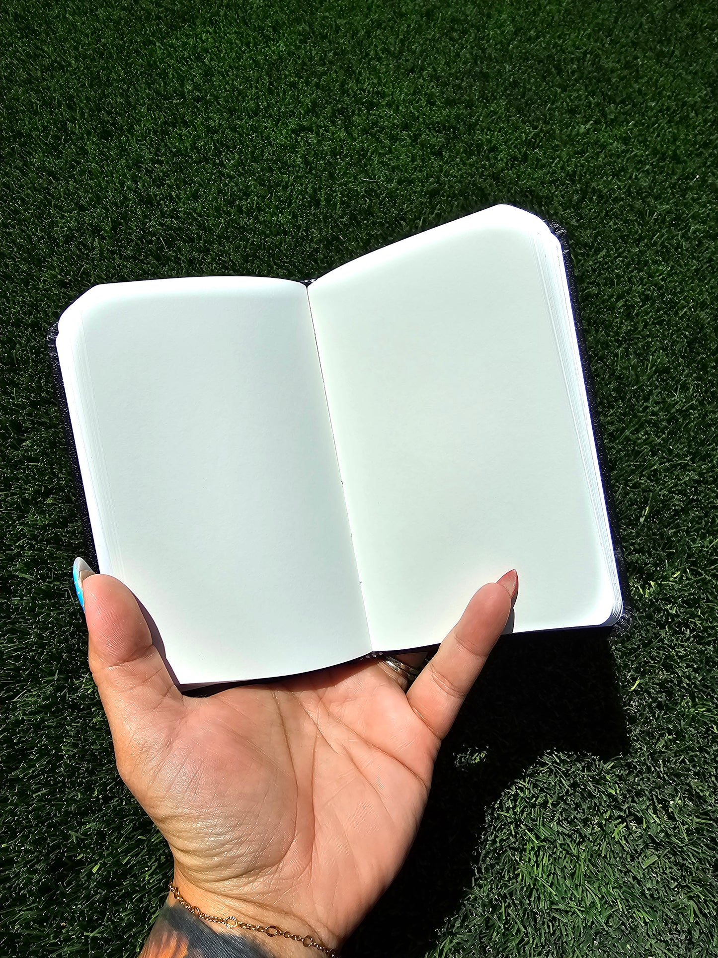 Hand-Painted Sea Mint Pocket Journal | Mixed Media Art Sketchbook, Heavy Cardstock Cover