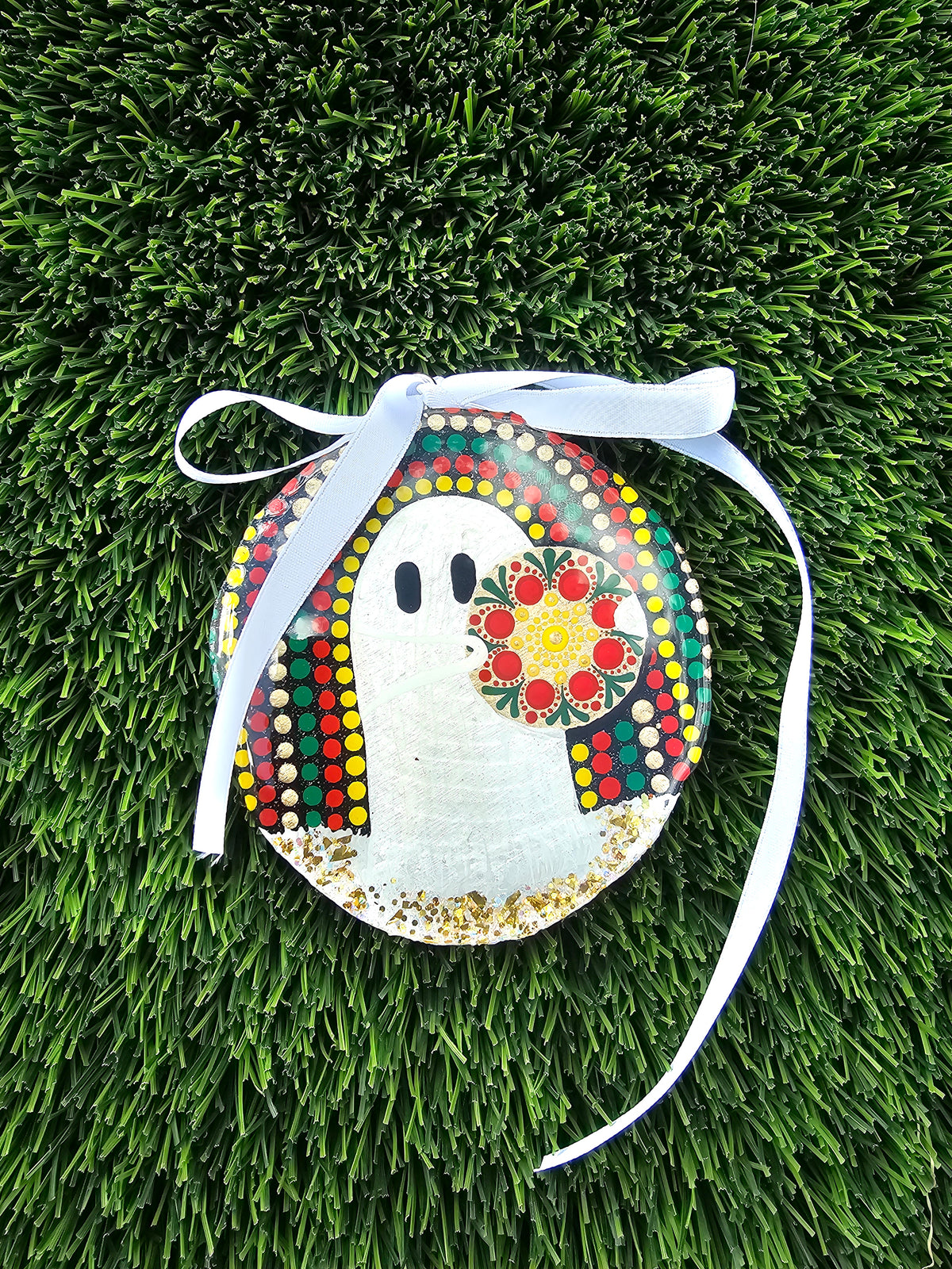 Ghost Buddy’s Merry Little Mandala Resin Ornament Natural Wood