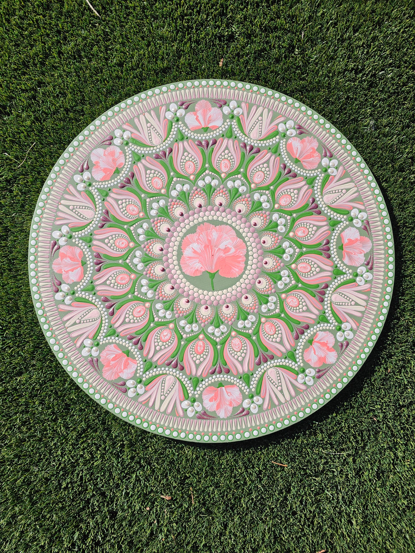 18" January Birth Flowers Dot Mandala