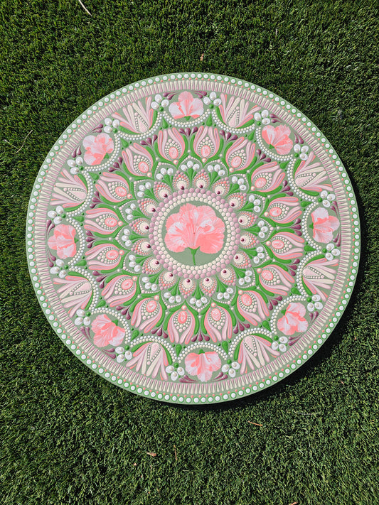 18" January Birth Flowers Dot Mandala