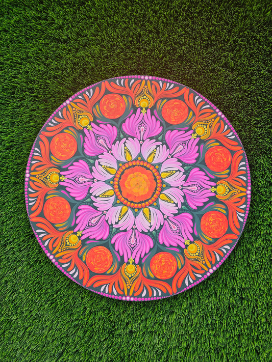 18” October Birth Flowers Mandala - Marigold and Cosmos