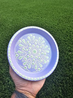 Hand-Painted Color-Shifting Trinket Dish - Lavender Mint, White Decorative Functional