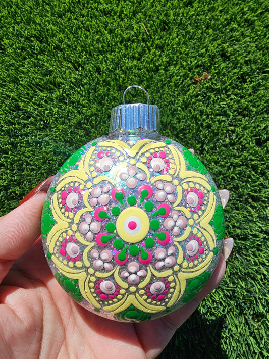 Holographic Glitter Flower Mandala Hanging Ornament