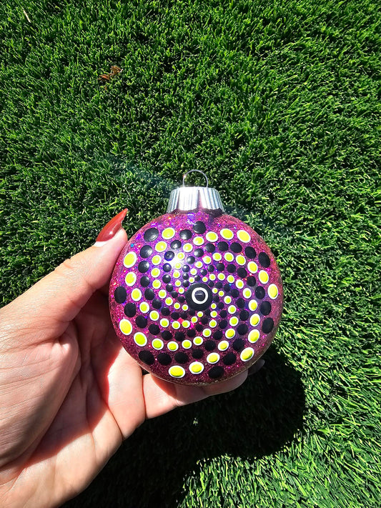 Trippy Halloween Purple Glitter Mandala Hanging Ornament