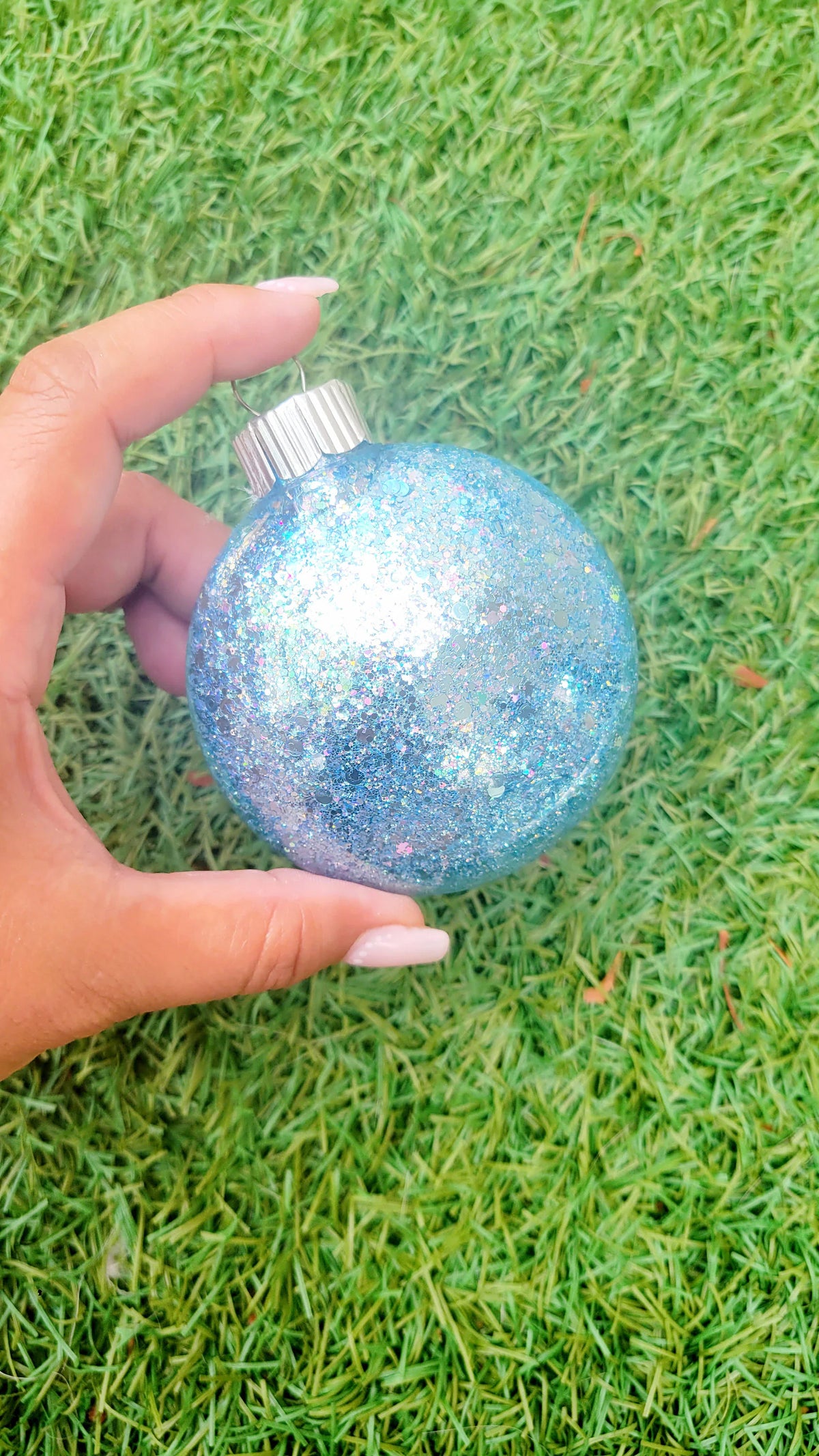Blue Glitter Snowflake Mandala Hanging Ornament