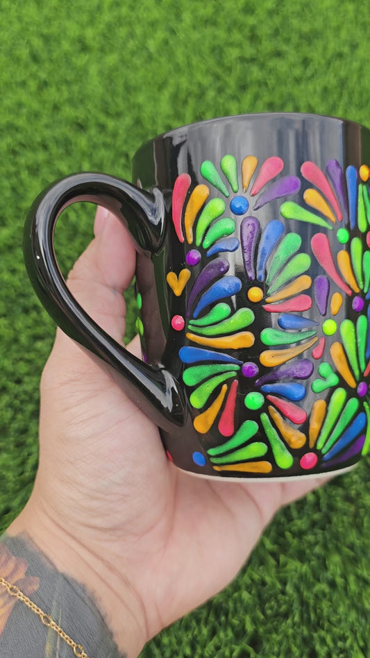 Custom Rainbow UV Reactive with Hidden Heart Mug - Handpainted Live TT🌈