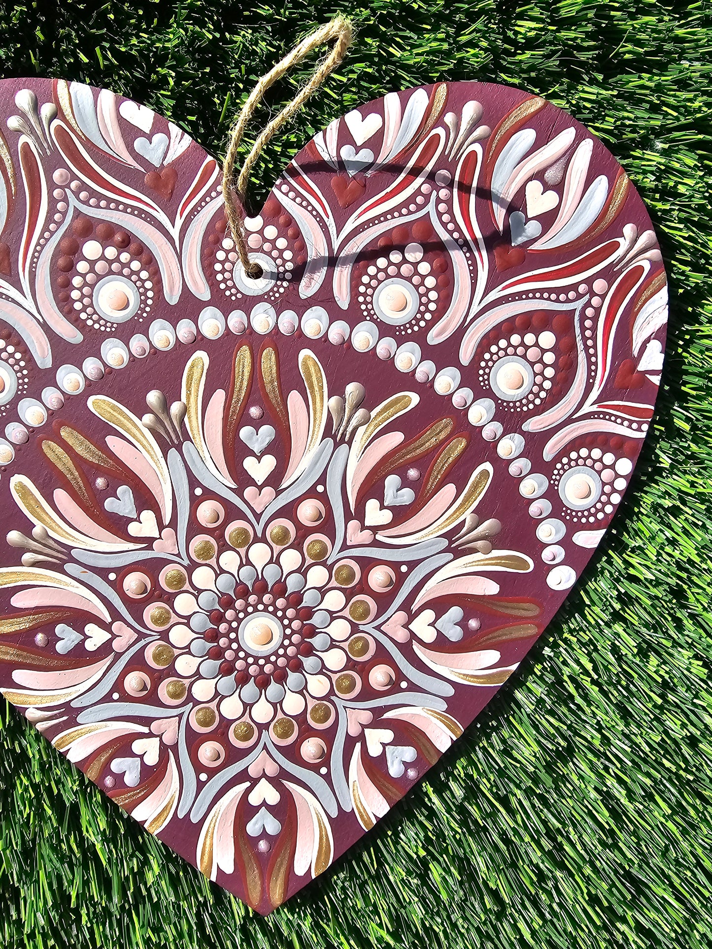 Lush Purple & Gold Heart Mandala Wall Hanging
