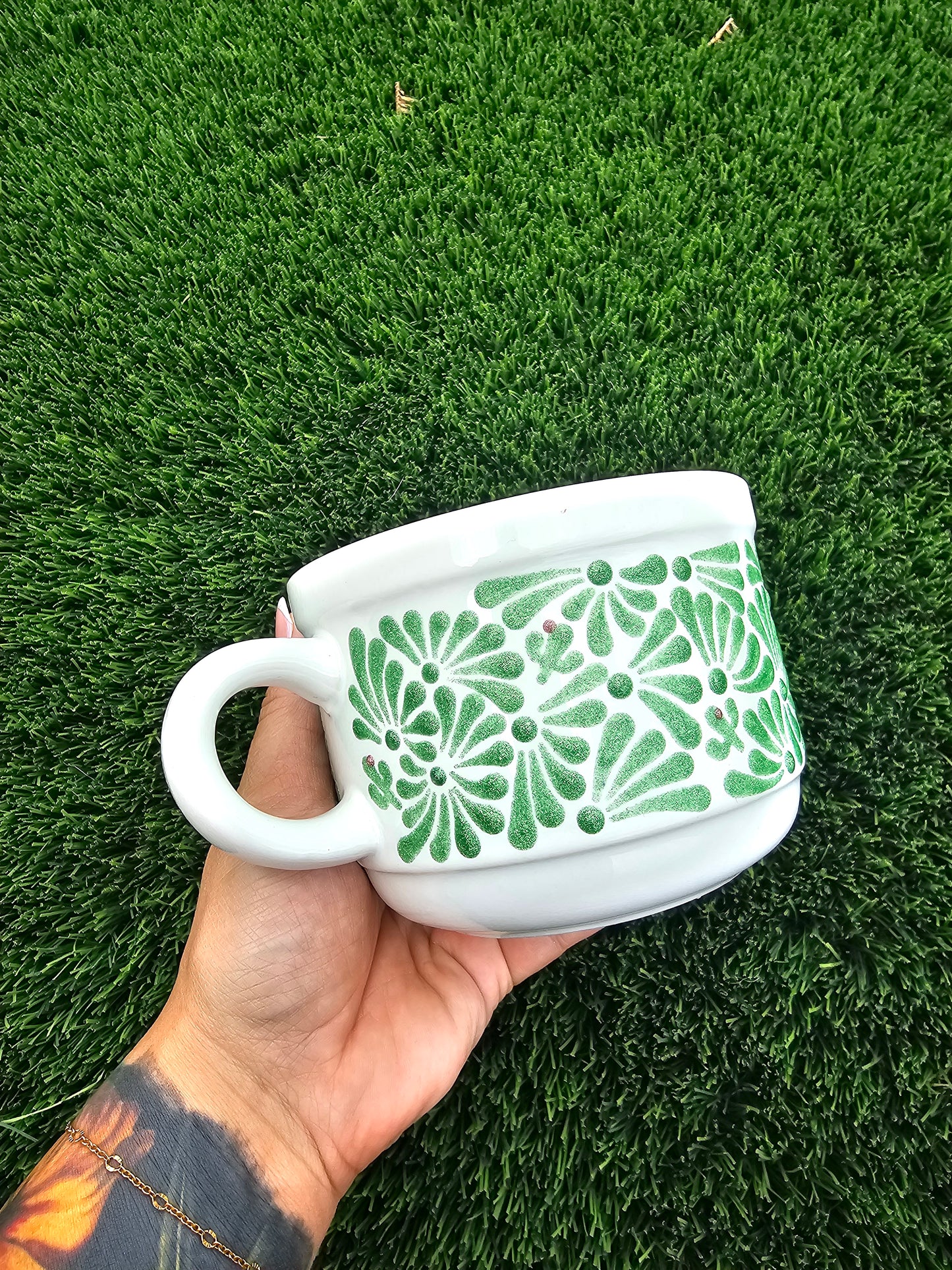 Hand Painted Cactus Mug 3D Textured Glitter Paint  White Coffee Mug with Hidden Cacti🌵