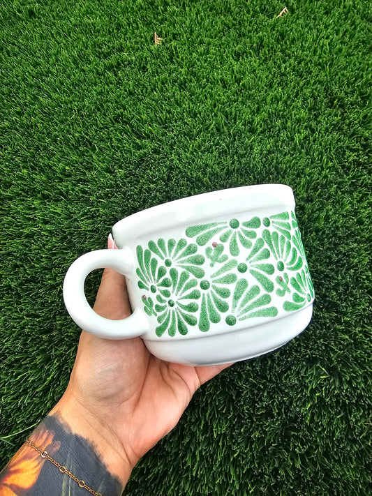 Hand Painted Cactus Mug 3D Textured Glitter Paint  White Coffee Mug with Hidden Cacti🌵