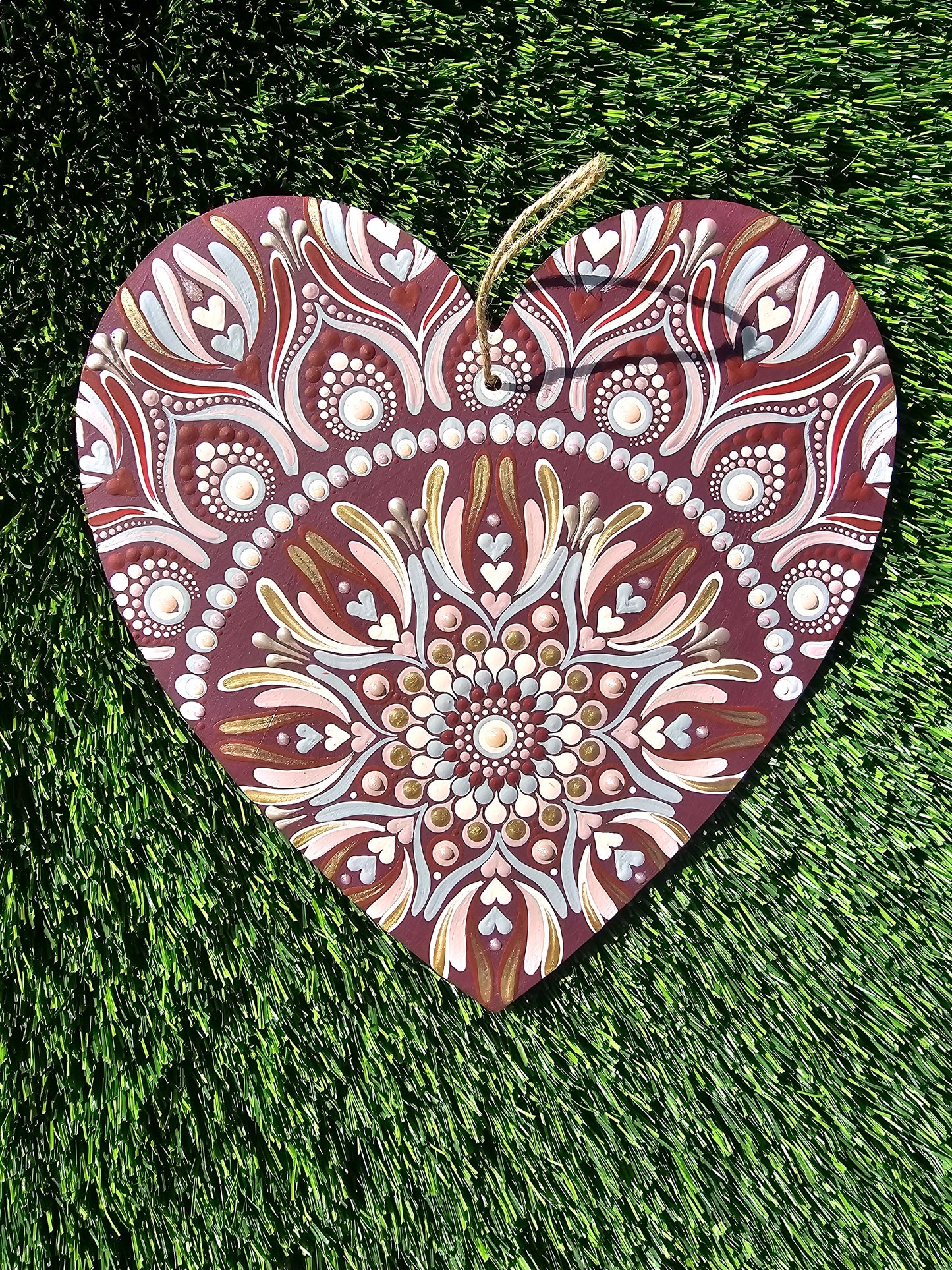 Lush Purple & Gold Heart Mandala Wall Hanging
