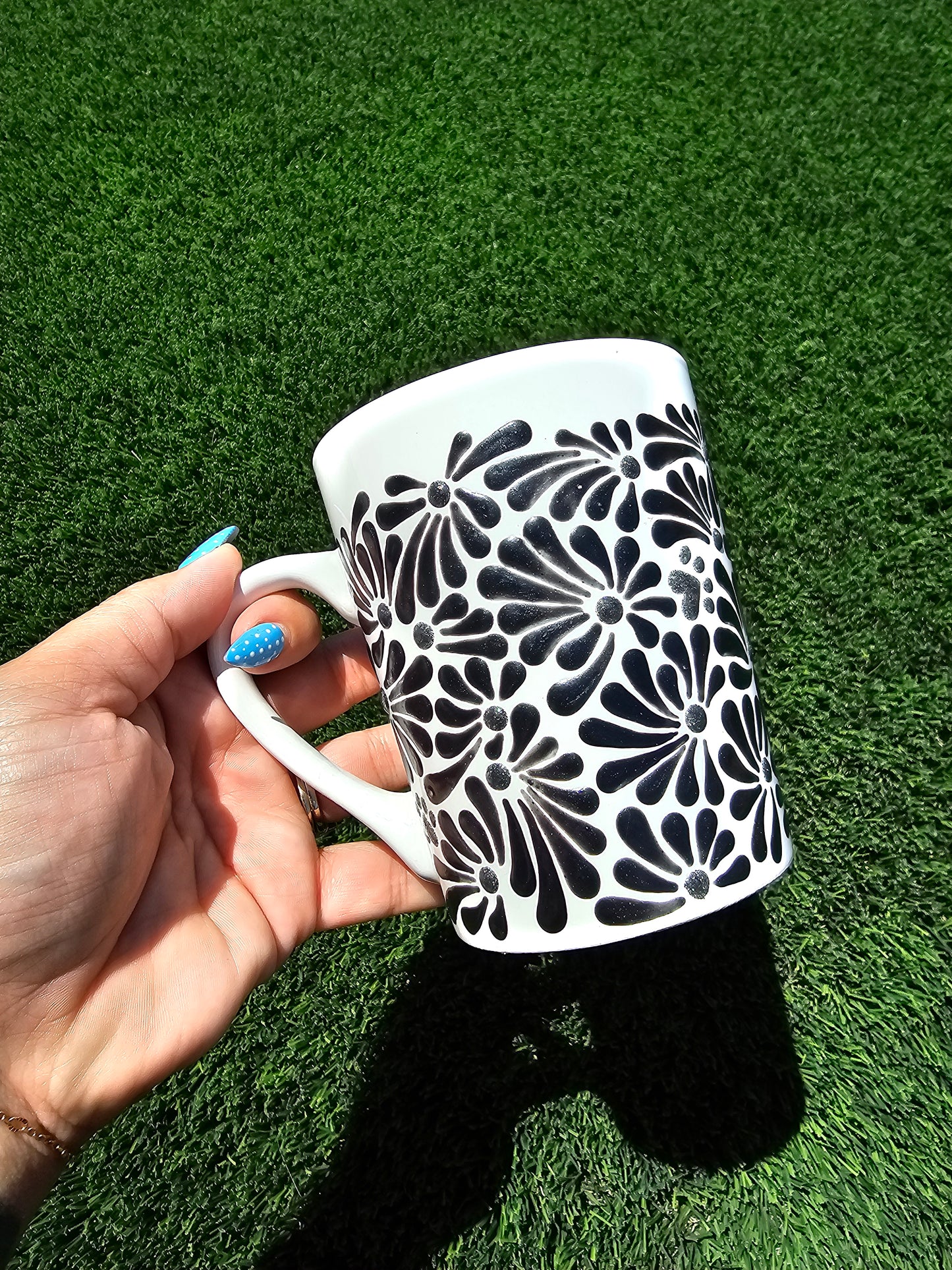 Hand Painted Mug | Black & White Dog Lover Coffee Cup | 3D Textured Paint Mug | Unique Pet Gift | Handmade Animal Lover Mug