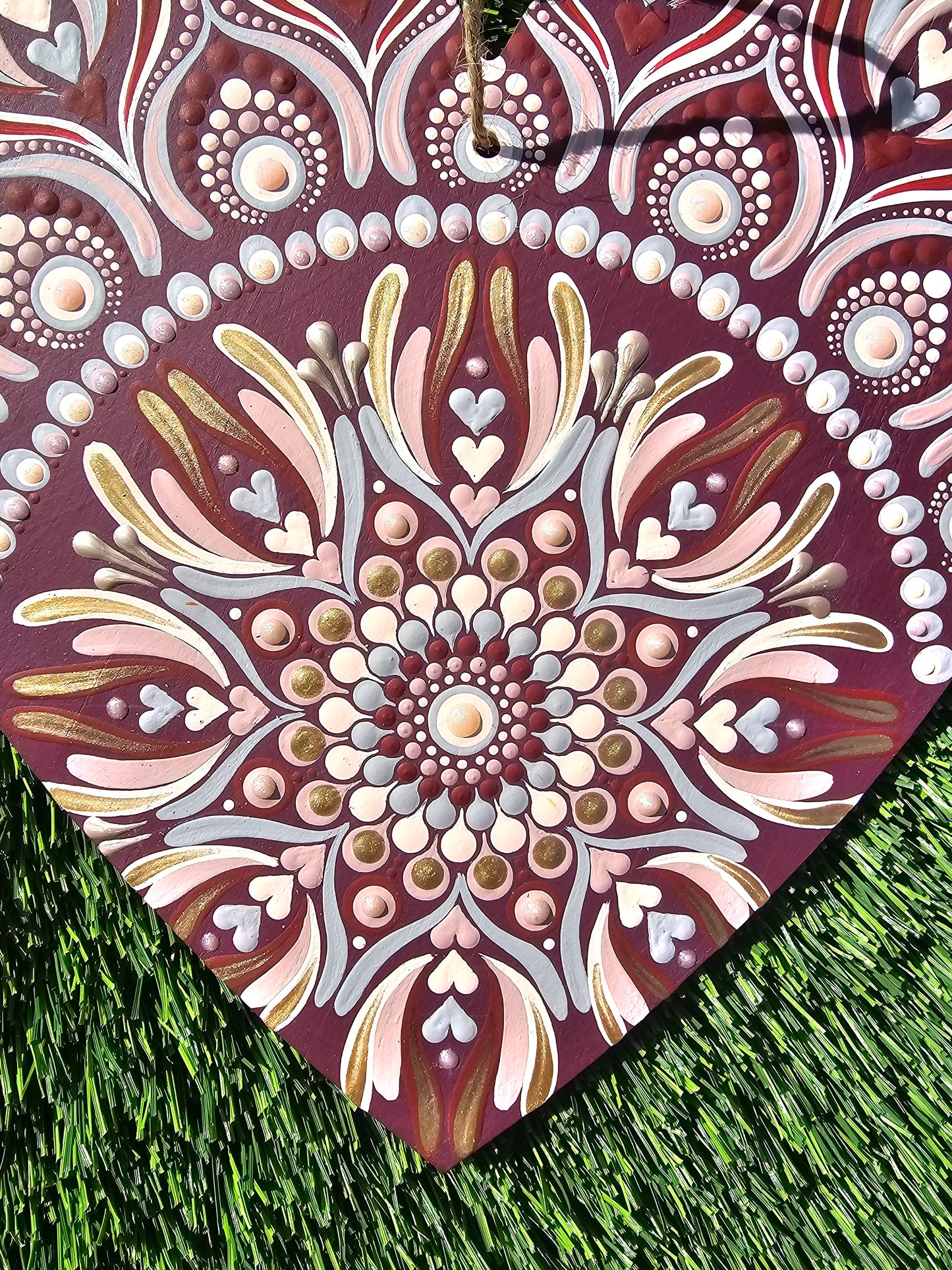 Lush Purple & Gold Heart Mandala Wall Hanging