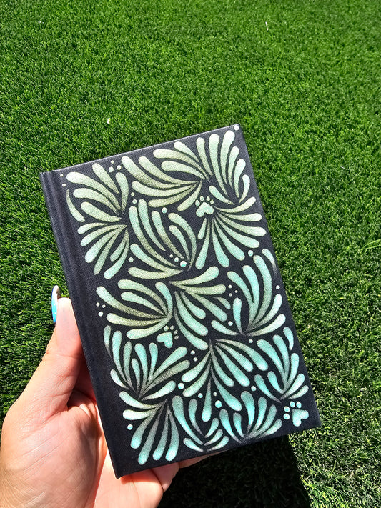 Hand-Painted Sea Mint Pocket Journal | Mixed Media Art Sketchbook, Heavy Cardstock Cover