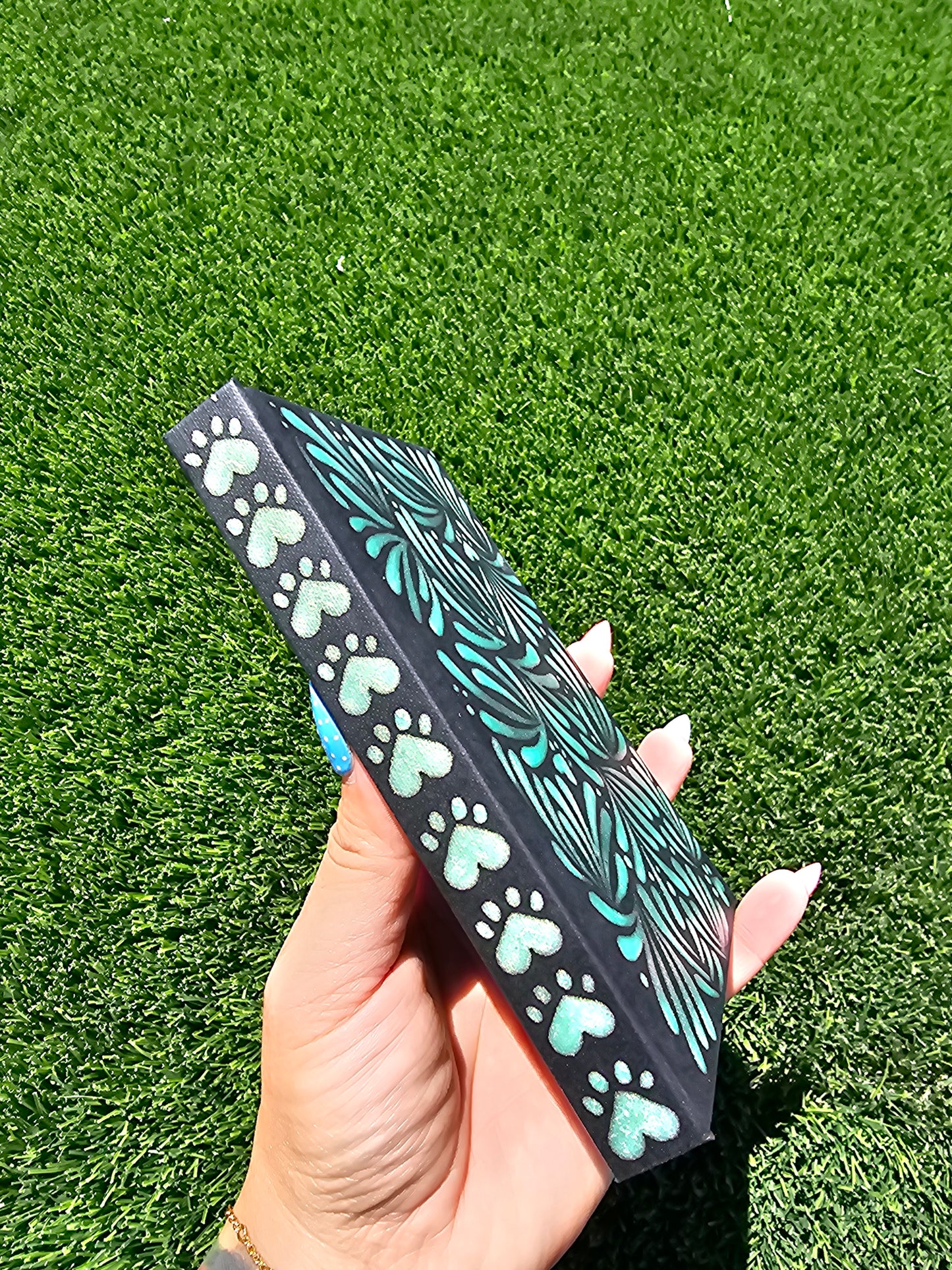 Hand-Painted Sea Mint Pocket Journal | Mixed Media Art Sketchbook, Heavy Cardstock Cover